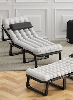 ETG Single Multifunctional 4-Speed Adjustable Folding Bed Folding Recliner, Suitable for Outdoor, Camping, Office Nap 75*190*28cm  - Image 2