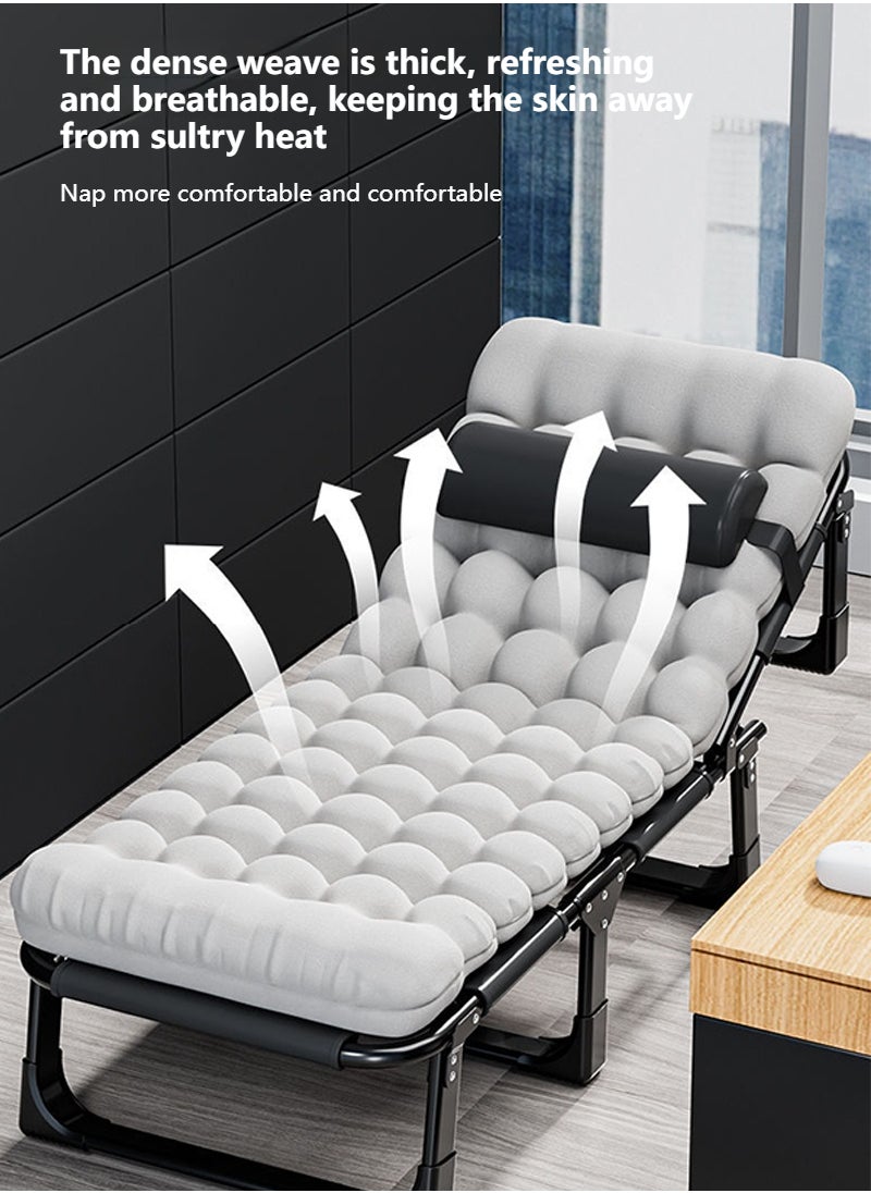ETG - Single Multifunctional 4-Speed Adjustable Folding Bed Folding Recliner, Suitable for Outdoor, Camping, Office Nap 75*190*28cm - Image 1