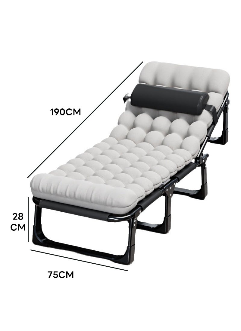 ETG - Single Multifunctional 4-Speed Adjustable Folding Bed Folding Recliner, Suitable for Outdoor, Camping, Office Nap 75*190*28cm - Image 1