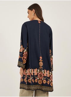 Styli Floral Printed Regular Fit Knee Length Kimono  - Image 4