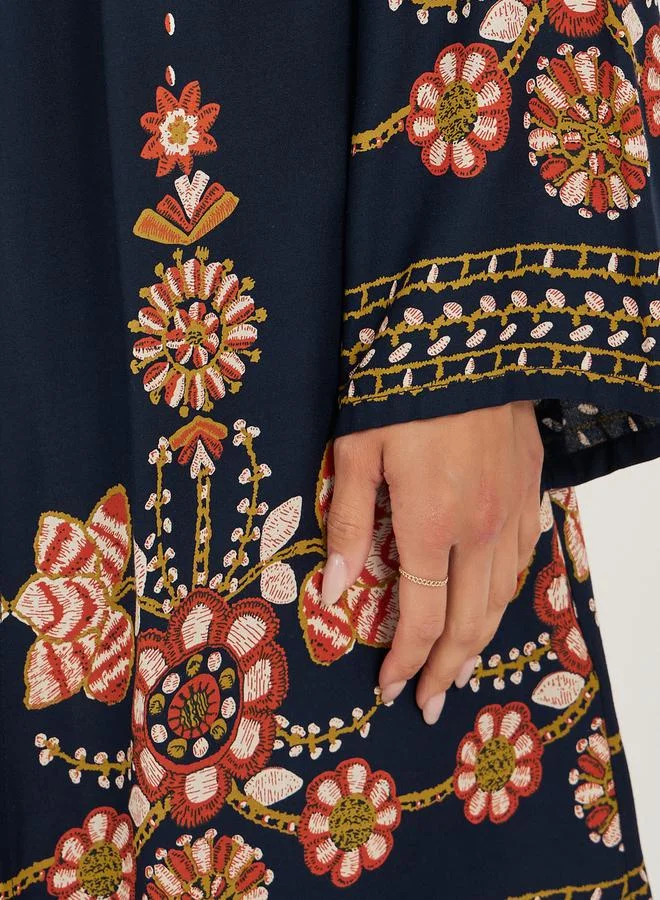 ستايلي Floral Printed Regular Fit Knee Length Kimono