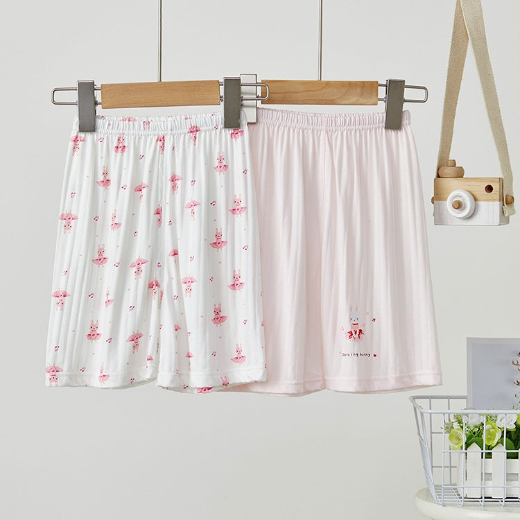 Children'S Cropped Pants 5-Point Pants For Boys And Girls, Cold-Feeling Cotton Thin Loose Mid-Shorts Home Bottoming Pajamas 2-Pack - Image 4