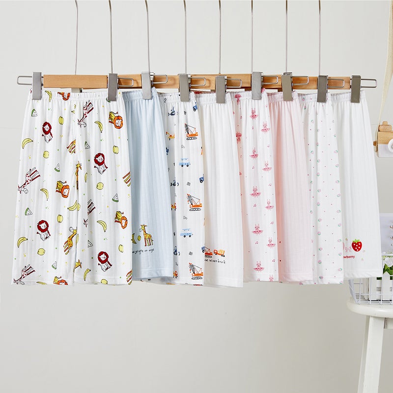 Children'S Cropped Pants 5-Point Pants For Boys And Girls, Cold-Feeling Cotton Thin Loose Mid-Shorts Home Bottoming Pajamas 2-Pack - Image 2