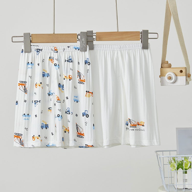 Children'S Cropped Pants 5-Point Pants For Boys And Girls, Cold-Feeling Cotton Thin Loose Mid-Shorts Home Bottoming Pajamas 2-Pack - Image 3