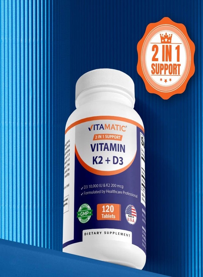 Vitamatic Vitamin D3 K2 Supplements with 10,000 IU Vitamin D + 200mcg Vitamin K MK-7, 120 Tablets Bone, Heart, Immune, & Calcium Support - Image 5