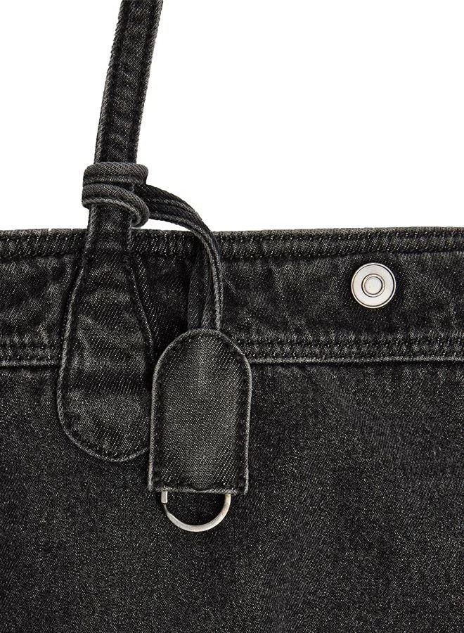 Parfois Shopper Denim Bag With Pendant