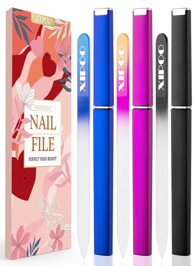 XIPOO Premium Glass Nail Files - 3 Pack with Case, Crystal, Salon Manicure Tool for Natural Nails, Gift for Women and Girls - Image 1