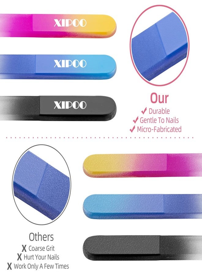 XIPOO Premium Glass Nail Files - 3 Pack with Case, Crystal, Salon Manicure Tool for Natural Nails, Gift for Women and Girls - Image 5
