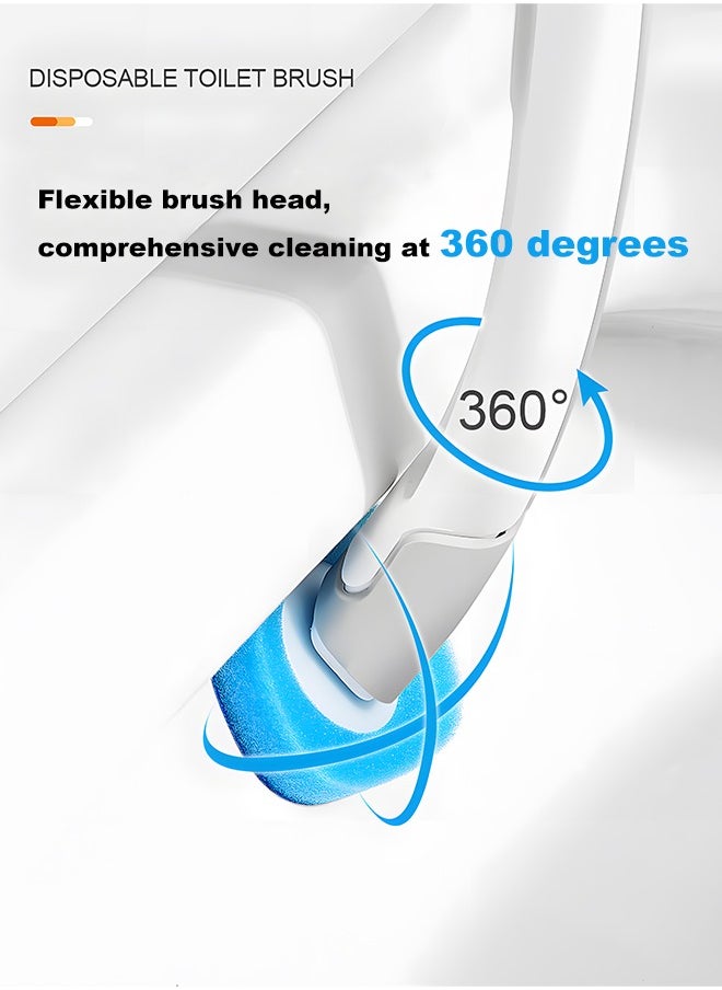Toilet Bowl Cleaning Brush, Disposable Brush Head with 8 Refills Dissolving Wand Replacement Sponge, Soft Cleaner Brush for Bathroom Cleaning