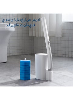 دوكاسو فرشاة تنظيف وعاء المرحاض ، رأس فرشاة يمكن التخلص منها مع 8 إعادة التعبئة محلول عصا استبدال الإسفنجة ، فرشاة نظيفة ناعمة لتنظيف الحمام  - Image 2
