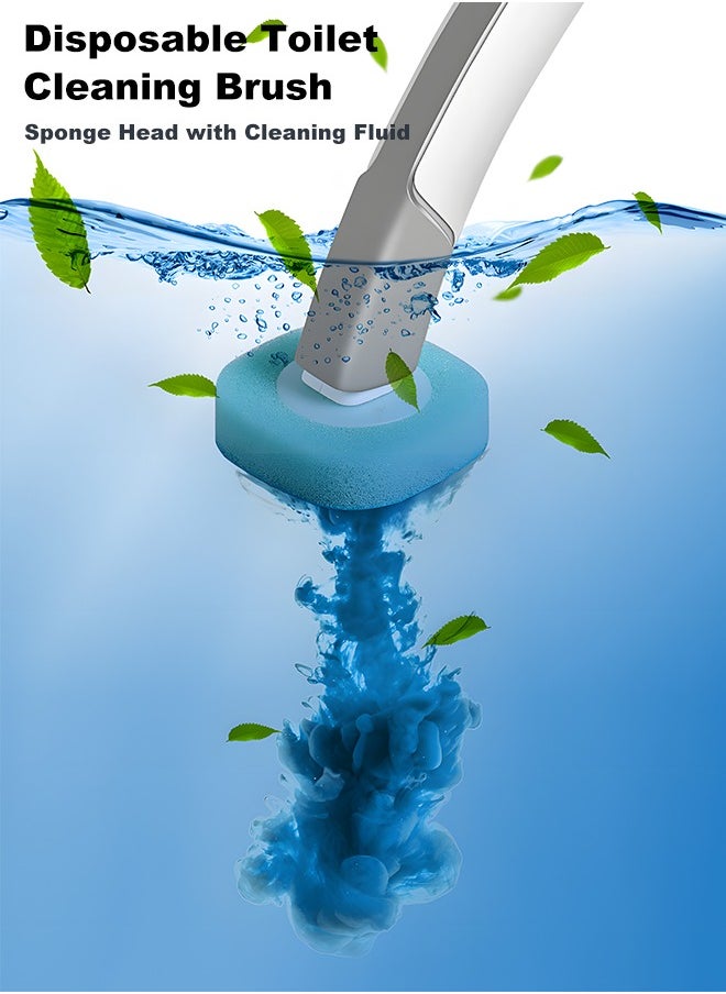 Toilet Bowl Cleaning Brush, Disposable Brush Head with 8 Refills Dissolving Wand Replacement Sponge, Soft Cleaner Brush for Bathroom Cleaning