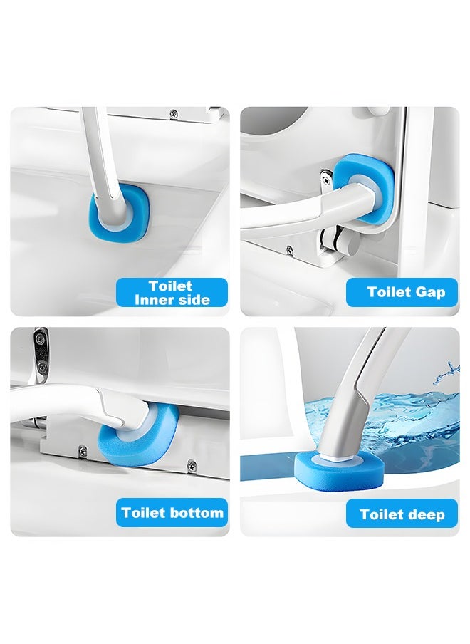 Toilet Bowl Cleaning Brush, Disposable Brush Head with 8 Refills Dissolving Wand Replacement Sponge, Soft Cleaner Brush for Bathroom Cleaning