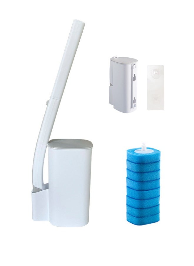 Toilet Bowl Cleaning Brush, Disposable Brush Head with 8 Refills Dissolving Wand Replacement Sponge, Soft Cleaner Brush for Bathroom Cleaning
