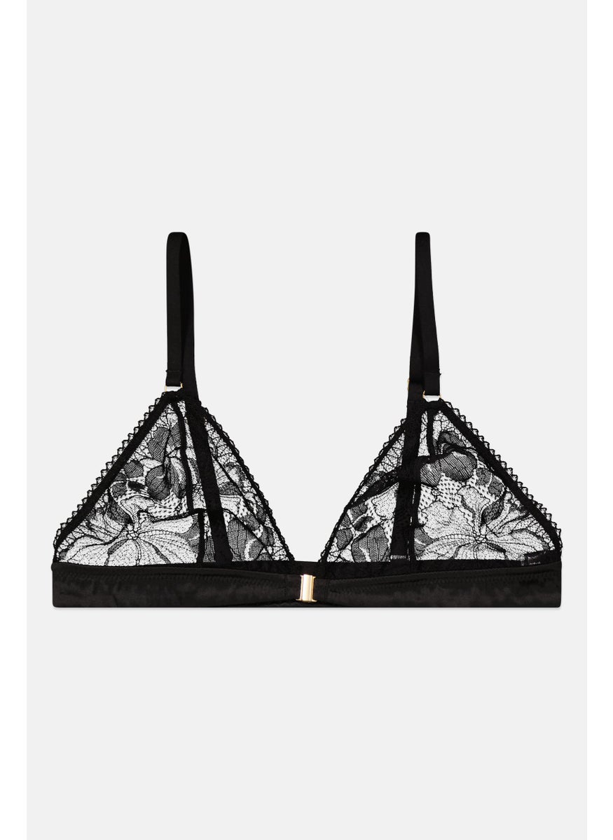 Etam Women Non Padded Textured Bra, Black  - Image 2