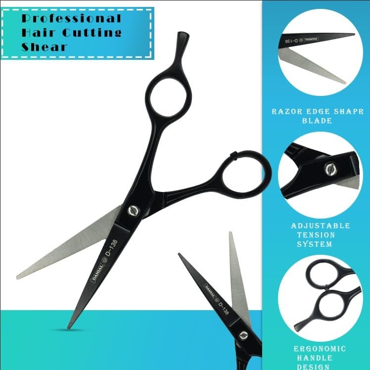 DANIAL Razor-Cut Barber Scissors - Premium Stainless Steel Hair Cutting Shears (6") - Image 2