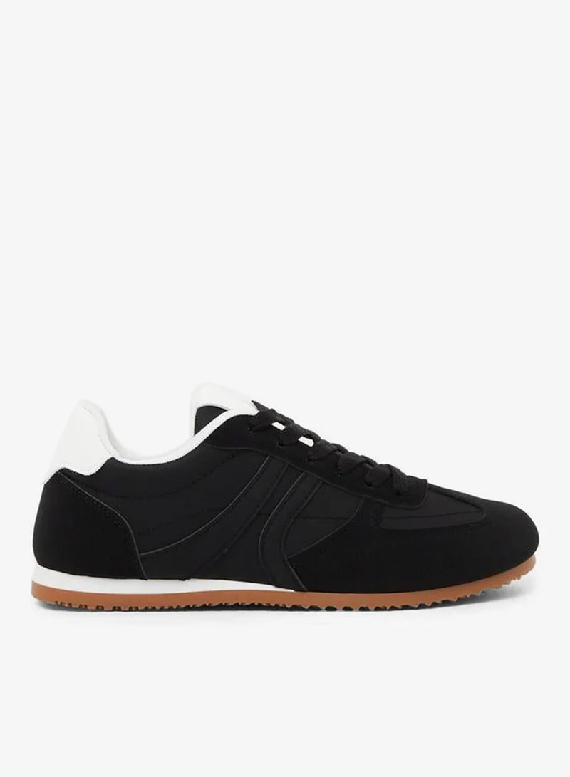 ستايلي Black Retro Lace-Up Sneakers