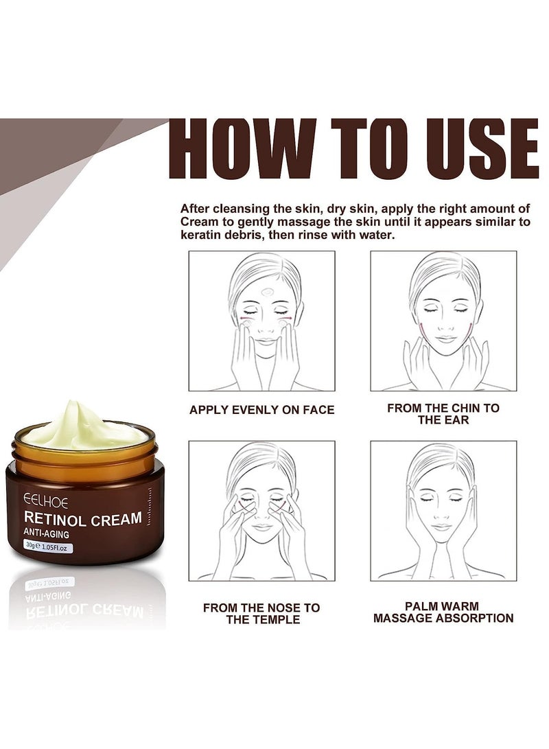 EELHOE Retinol Anti Ageing Wrinkle Removal Skin Firming Cream, Eelhoe Retinol Cream Anti-Ageing, Retinol Skin Cream, Anti Ageing Firming Facial Cream for Day & Night (1) - Image 4