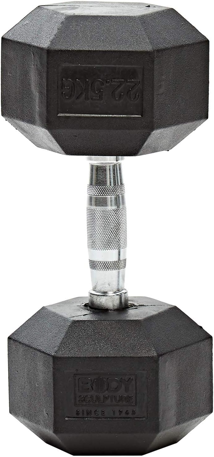 BODY SCULPTURE Hex Rubber Dumbbell 22.5kg - Image 1