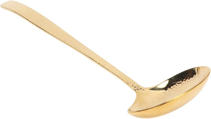 Brass Soup Ladle, Durable Kitchen Ladle with Elegant Hammered Texture, Bright Gold Long Handle Ladle Spoon for Serving Soups Stews Sauces, Balanced Weight Multifunction Cooking Ute (Ladle) - Image 4