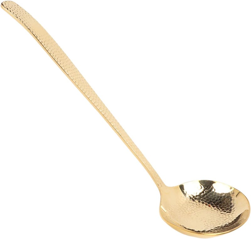 Brass Soup Ladle, Durable Kitchen Ladle with Elegant Hammered Texture, Bright Gold Long Handle Ladle Spoon for Serving Soups Stews Sauces, Balanced Weight Multifunction Cooking Ute (Ladle) - Image 1