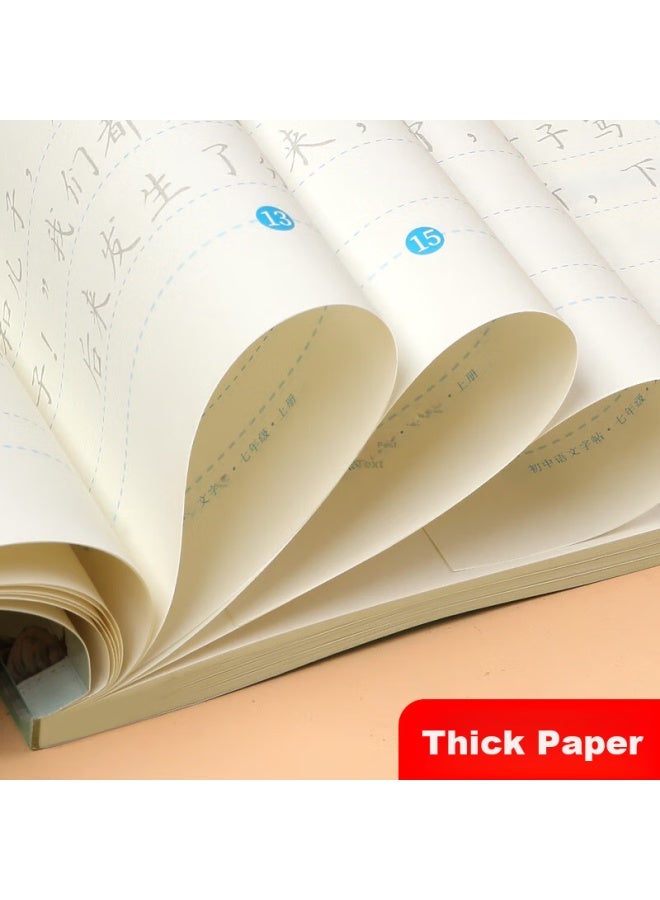 Book line Shuxing, Grade 7 Chinese Language Calligraphy Practice Book For Upper And Lower Semesters, Middle School Students' People's Education Edition, Hard Pen Calligraphy Workbook For 8th And 9th Grades, Regular Script Pen Tracing Book For 8th Grade Lower Semester - Image 4