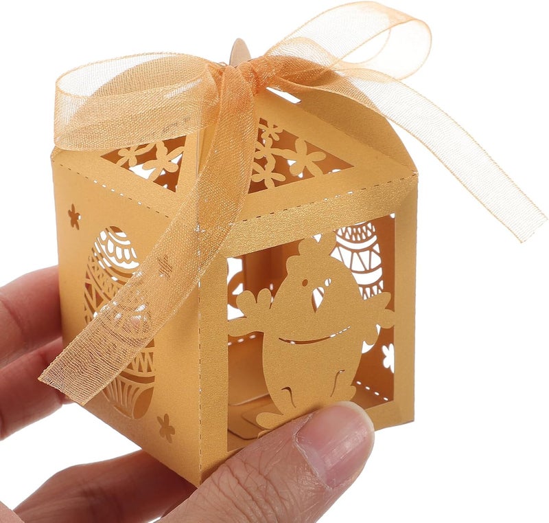 PRETYZOOM 50pcs Gold Hollow Bunny Candy Boxes Paper Party Favor Treat Boxes for Wedding Shower and Festival Chocolate Packaging - Image 4
