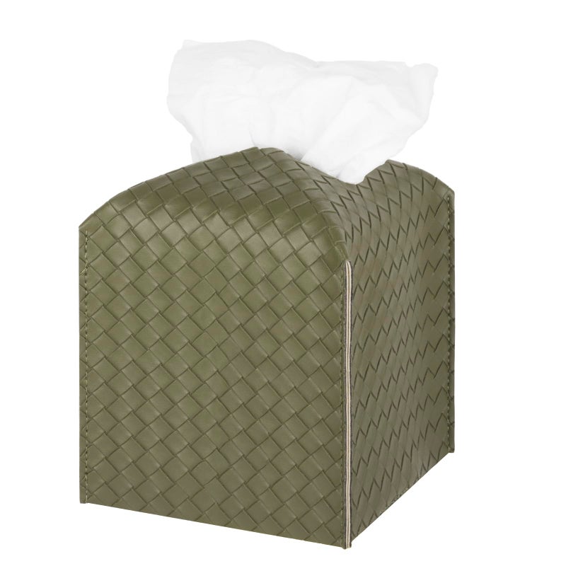 zoocatia Tissue Box Cover PU Leather Tissue Holder Square Facial Tissue Case Facial Paper Organizer Dispenser for Bathroom, Vanity Countertop, Tabletop, Car, Olive Green - Image 5