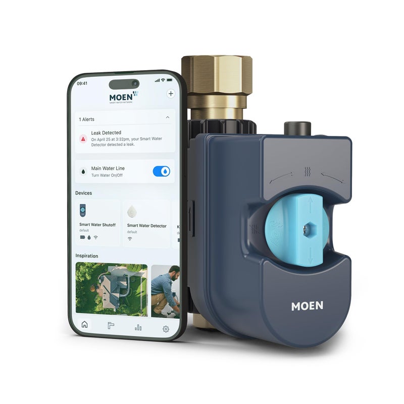 MOEN Moen Flo Smart Water Monitor and Automatic Shutoff Sensor, Wi-Fi Connected Water Leak Detector for 1-Inch Diameter Pipe, 900-006  - Image 1