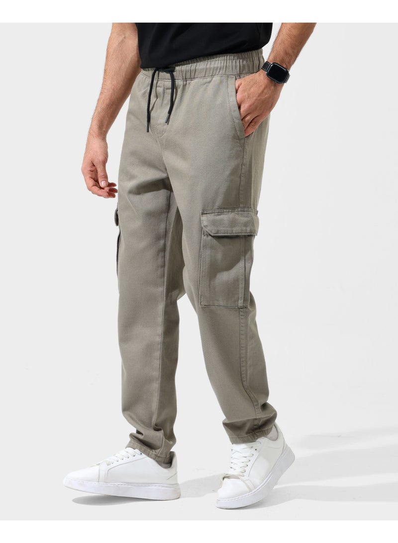 دوت بنطلون رجالي جبردين كارغو بكمر استك ورباط - Image 3