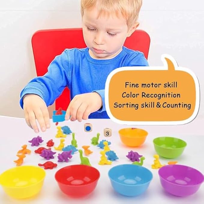 ألعاب مونتيسوري 2 3 4 5 سنوات، لعبة الديناصور للعد والفرز والمطابقة، لعبة تعليمية لرياض الأطفال، لعبة فرز للأطفال، ألعاب التعرف على الألوان للأطفال من 1-3 سنوات، للأولاد والبنات. - Image 3
