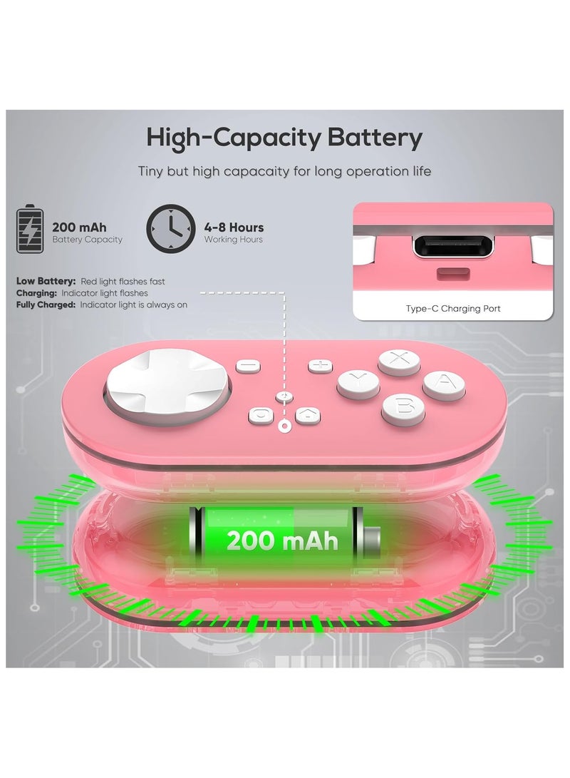 Wireless Bluetooth Remote Game Controller Key Chain Sized Mini Controller for Anki App-Gamepad Sized Mini Controller for Switch-Windows-Android-MacOS with Cable and Strap