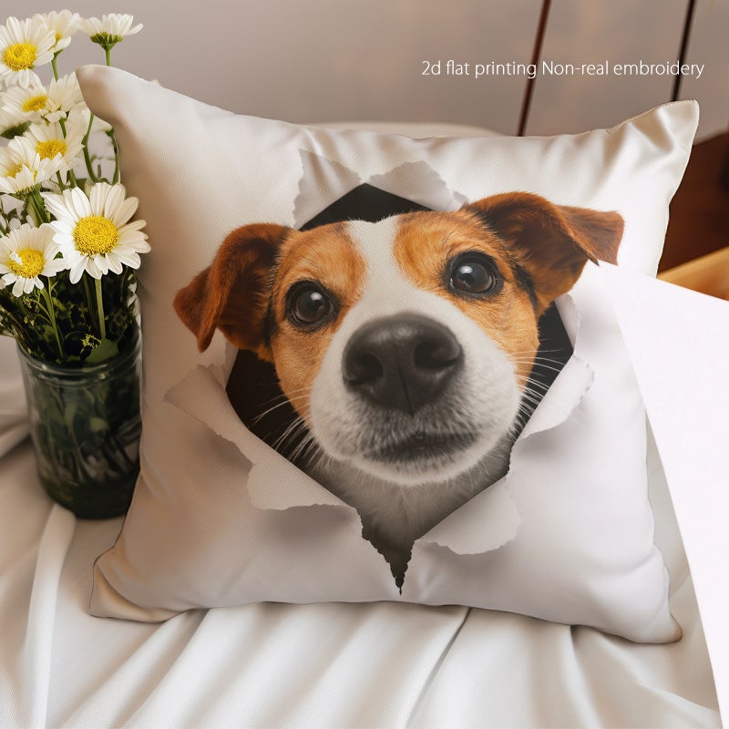 Cute Dog Print Throw Pillow Cover Decorative Sofa Cushion Cover Soft Home Decor - Image 2