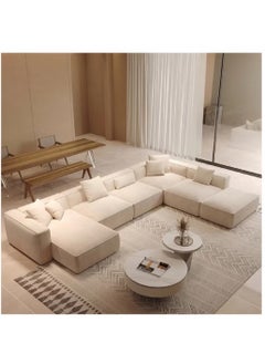KARNAK Karnak Molly U Shape Sofa For A Modern Lounge And Cozy Corner Linen Fabric Beige  - Image 1