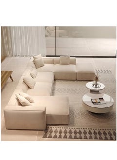 KARNAK Karnak Molly U Shape Sofa For A Modern Lounge And Cozy Corner Linen Fabric Beige  - Image 2
