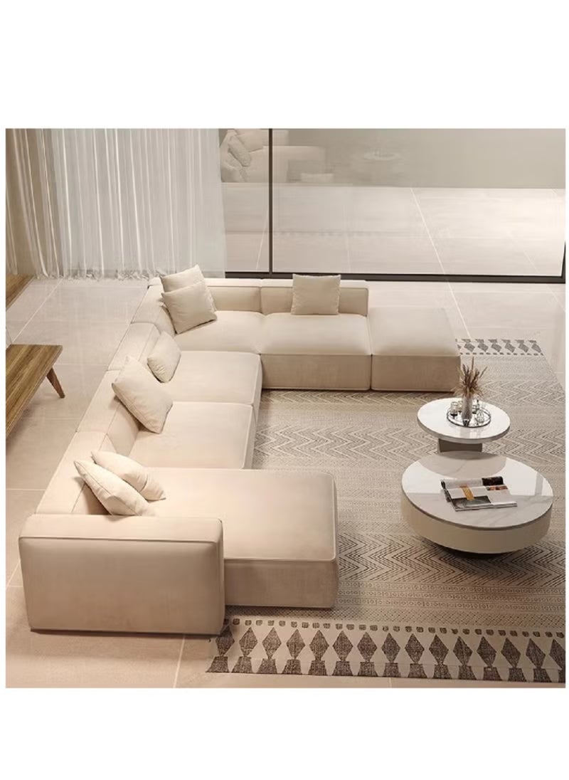 KARNAK Karnak Molly U Shape Sofa For A Modern Lounge And Cozy Corner Linen Fabric Beige  - Image 2