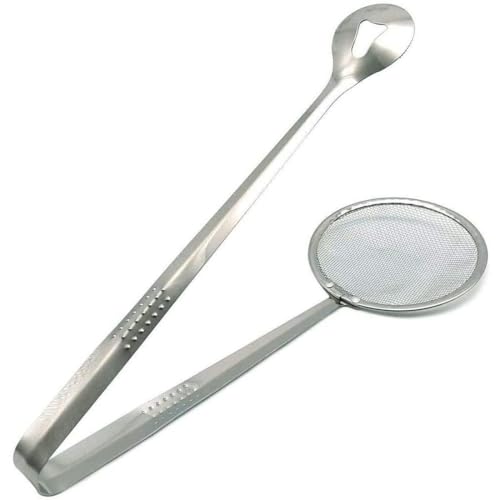 Elvana 2 in 1 Stainless Steel Fry Tool Filter Spoon with Clip, Multipurpose Snack Strainer, Oil Frying Tong, Kitchen Serving Tool for Home & Cooking Use - Image 1