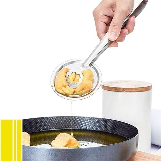 Elvana 2 in 1 Stainless Steel Fry Tool Filter Spoon with Clip, Multipurpose Snack Strainer, Oil Frying Tong, Kitchen Serving Tool for Home & Cooking Use - Image 5