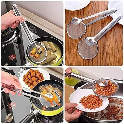 Elvana 2 in 1 Stainless Steel Fry Tool Filter Spoon with Clip, Multipurpose Snack Strainer, Oil Frying Tong, Kitchen Serving Tool for Home & Cooking Use - Image 2