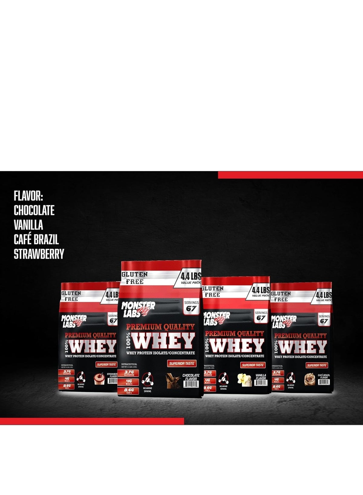 Monster Labs Café Brazil 100% Whey Protein Powder 4.4lb