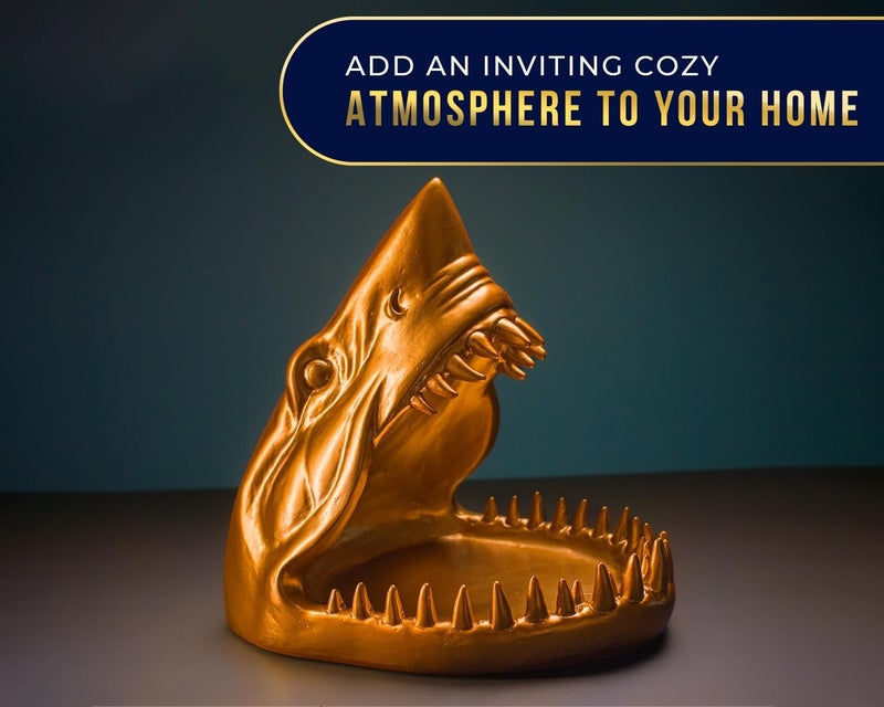 Comfify Shark Resin Figurine â€“ Stylish Shark Sculpture with Open Bowl Design for Snacks, Keys, or Trinkets â€“ Artistic Holder with Elegant Golden Finish â€“ Playful Addition to Modern Decor - Image 4