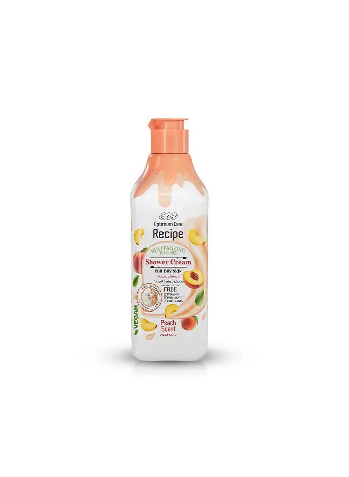 Eva Optimum Care Recipe Revitalizing Blend Shower Cream For Dry Skin - Peach Scent 370 Ml