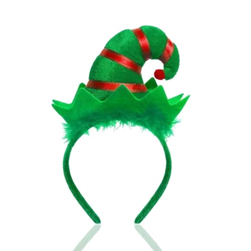 Oarkive Elf Headband and Ears Green Kids Christmas Headwear Santa Hat for Toddlers Kids Adults Women - Image 1