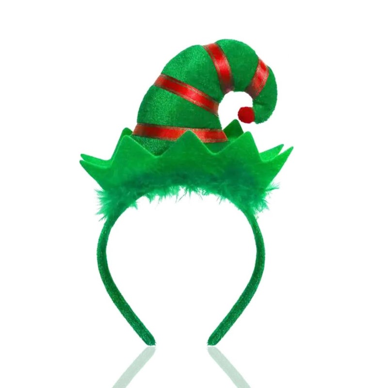 Oarkive Elf Headband and Ears Green Kids Christmas Headwear Santa Hat for Toddlers Kids Adults Women - Image 2