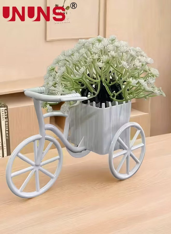 UNUNS Fake Plants Potted,3pcs Bicycle with Simulated Flowers Set,Babys Breath Artificial Flowers,Artificial Bonsai,Gypsophila Real Touch Flowers for Wedding Party Home Garden Decoration,13x12cm - Image 4