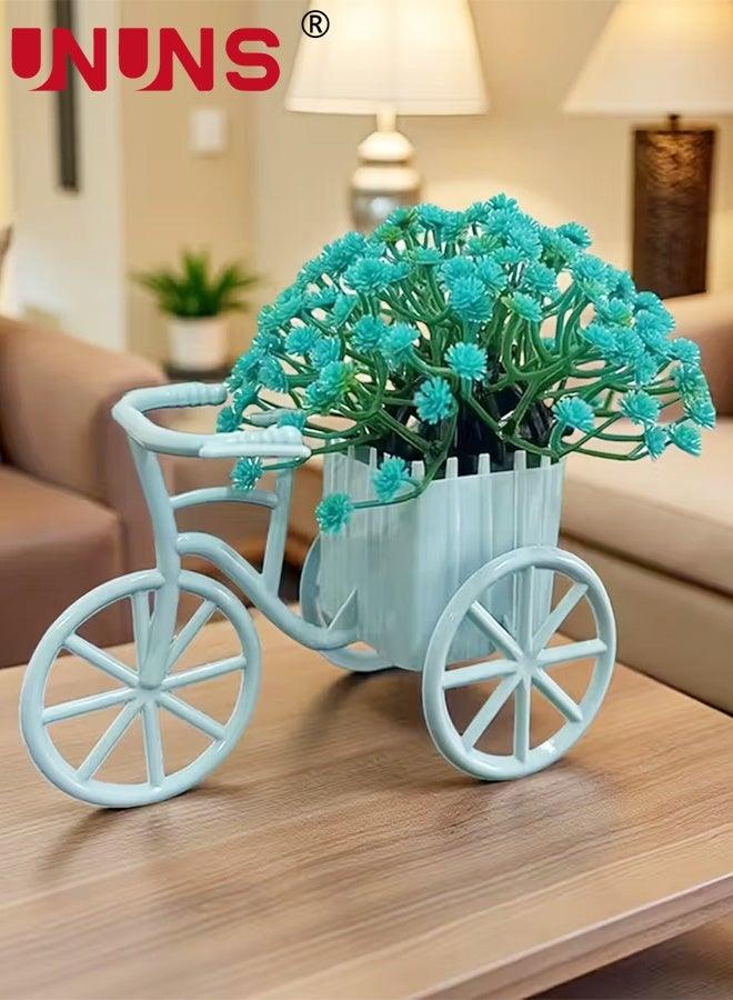 UNUNS Fake Plants Potted,3pcs Bicycle with Simulated Flowers Set,Babys Breath Artificial Flowers,Artificial Bonsai,Gypsophila Real Touch Flowers for Wedding Party Home Garden Decoration,13x12cm - Image 2
