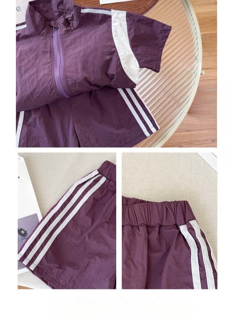 Boys' Stylish Short Sleeved Splicing Two-Piece Set - Image 3