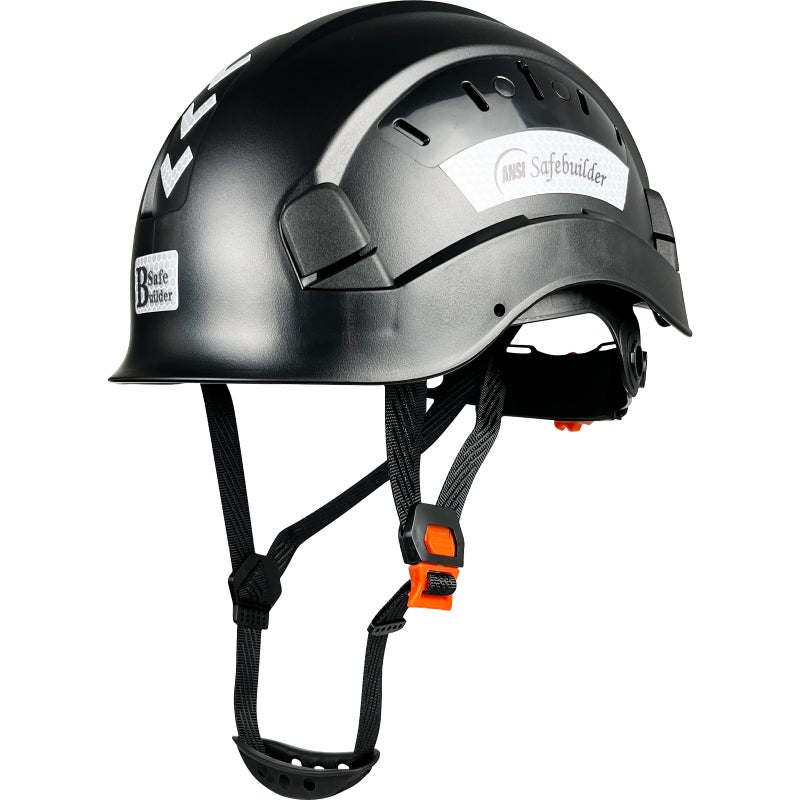 SAFEBUILDER Safety Hard Hat for Engineer Vented ABS Construction Hardhats Lightweight Safety Helmet for Men & Women Industrial Adjustable Ratchet 6-Point Suspension ANSI Z89.1 (Black Hard Hats) - Image 1