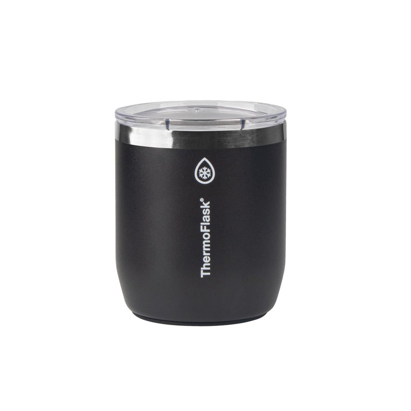 ThermoFlask Drinkware Lowball Tumbler DoubleWall Tumbler for Cold Hot Drinks Lightweight Simple Drink Cup with Lid Modern Durable Drinking Cup 10 oz Jet Black - Image 2