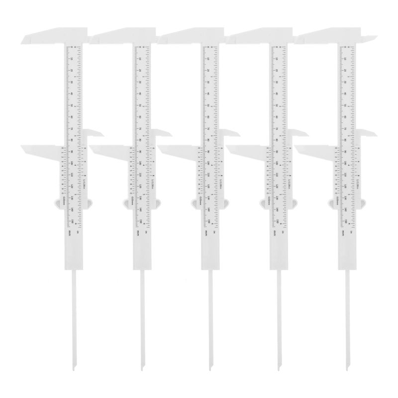 Plastic Vernier Caliper 5pcs Double Scale Measuring Tool for Woodworking Engineering Students - Image 2