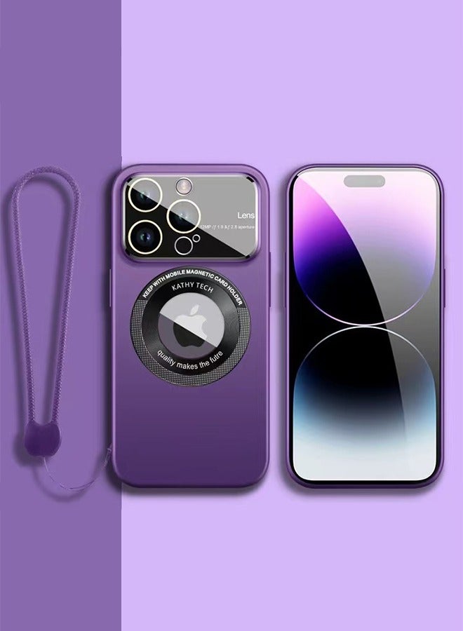 Magnetic Case for iPhone 15 Pro Max Ultra Thin Cover with Lanyard Purple - Image 1